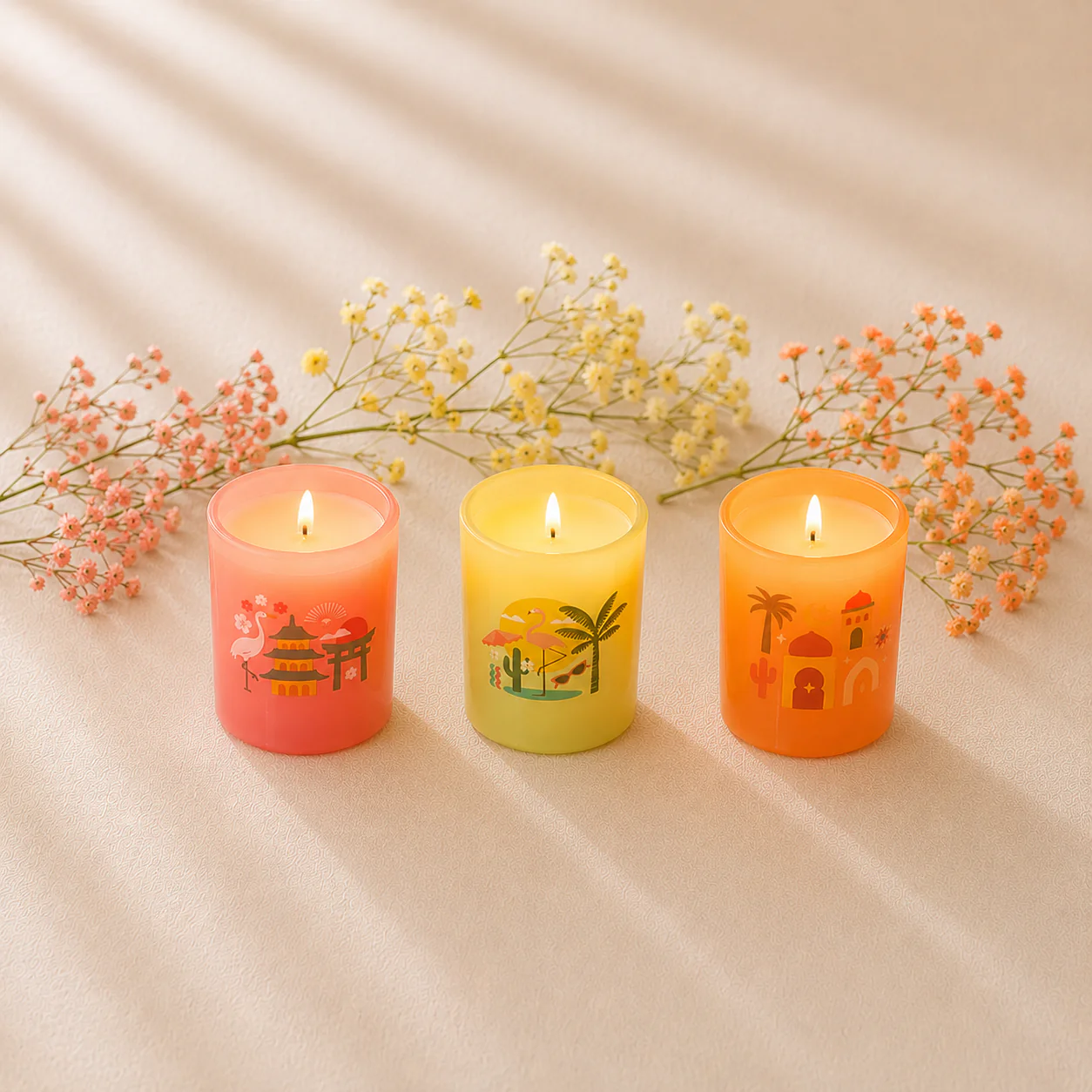 Set of 3 Votives - Around the world