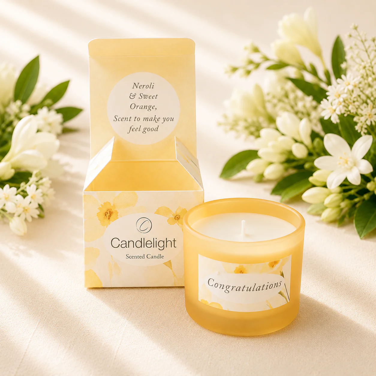 Single Candle Gift Set Congratulations - Neroli & Sweet Orange