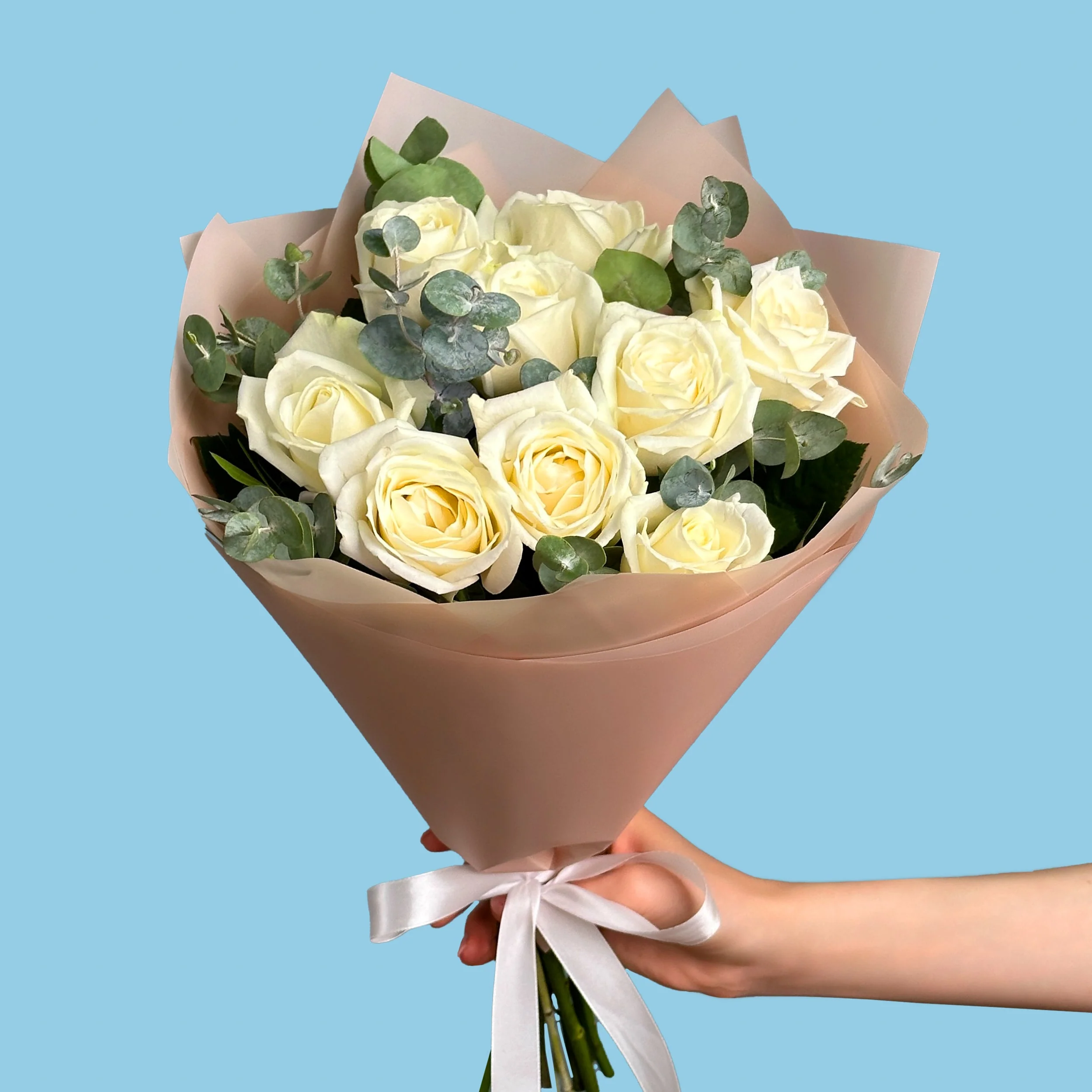 White Roses With Eucaliptus - Image 2