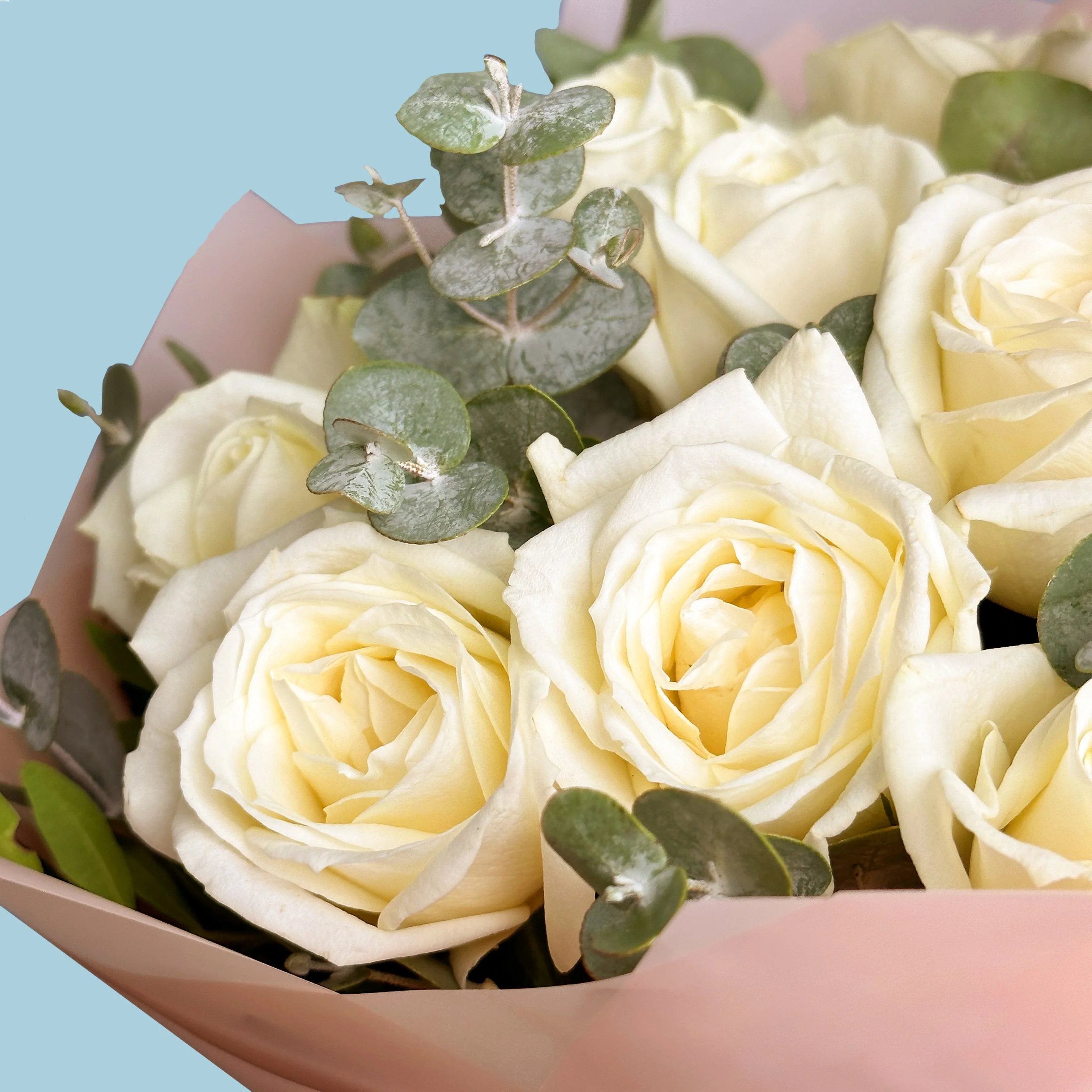 White Roses With Eucaliptus - Image 3